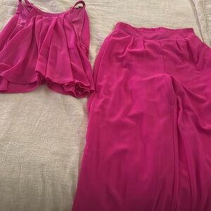 Pink two piece top and pants set